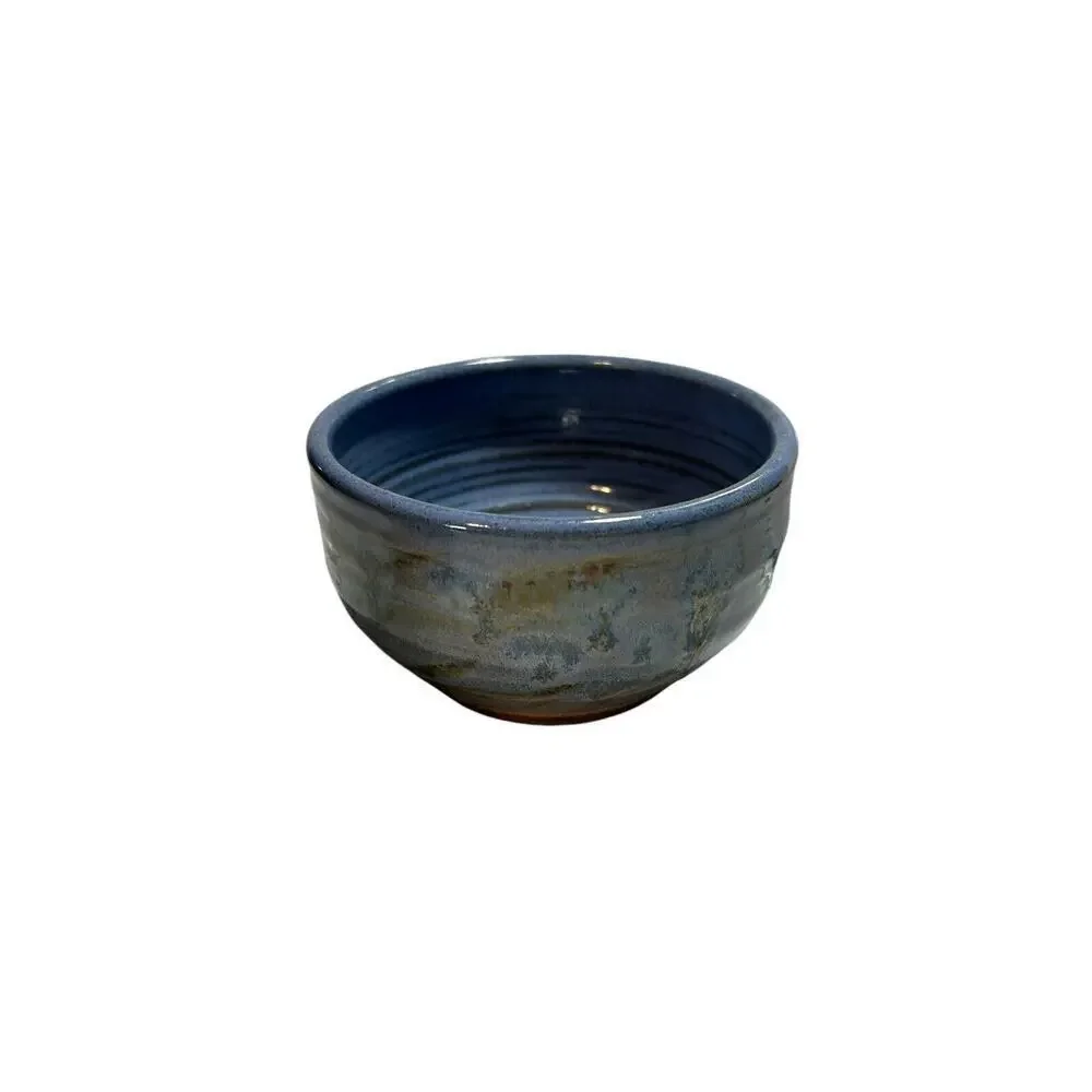Hand Made Art Pottery Mug And Bowl Set Blues Grays Browns
